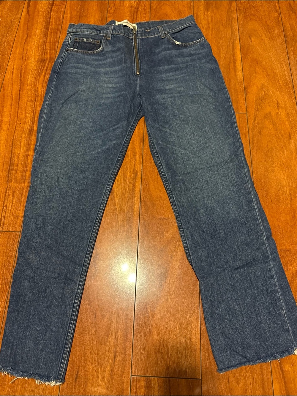 REFORMATION women’s Dark Blue Straight-Leg Jeans